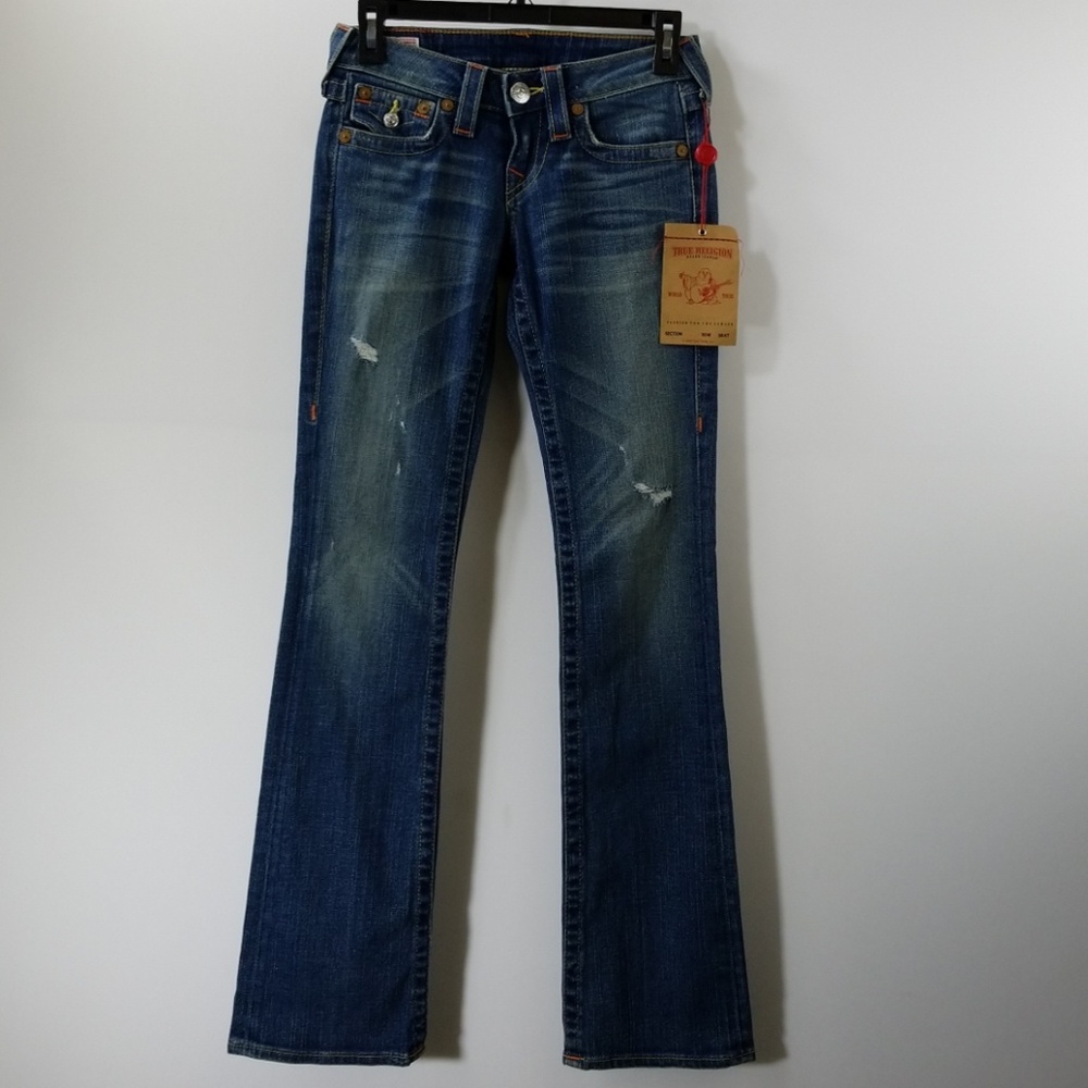 NWT True Religion Blue Becky Wide Leg Jeans 24